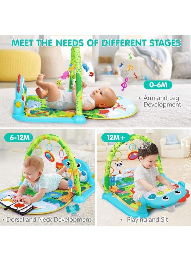 أل أيه بريشوس بساط لعب للأطفال، بساط أنشطة ممتع على شكل بيانو لوقت الاستلقاء على البطن مع 5 ألعاب حسية للأطفال الرضع، موسيقى وأضواء، هدايا للأولاد والبنات حديثي الولادة من عمر 0 ​​إلى 3 و6 و9 و12 شهرًا - Image 5